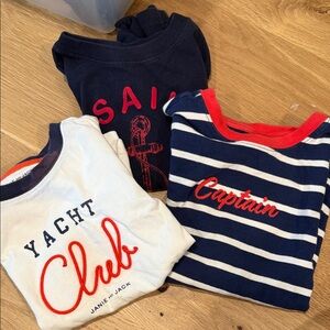 Janie and Jack Nautical short Sleeve Tees - Navy, White, Red